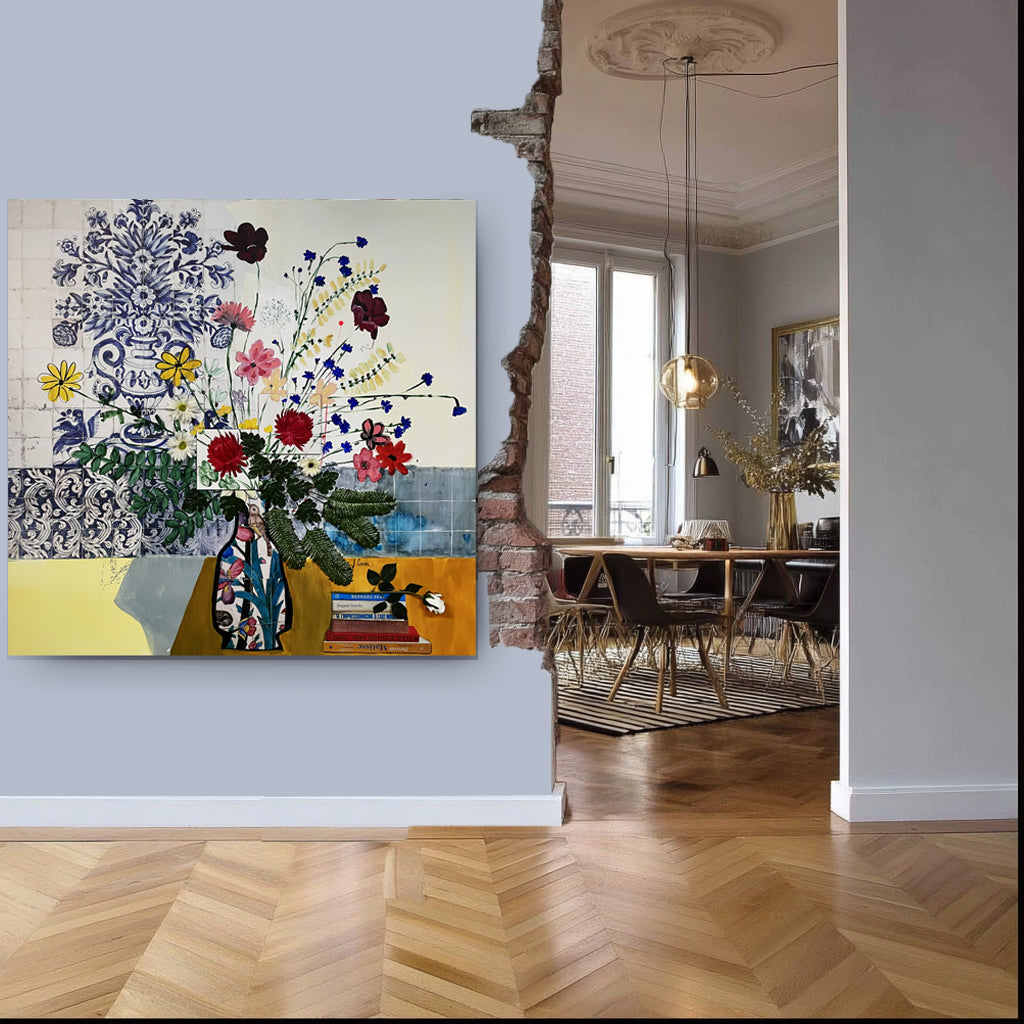 Bouquet au vase en céramique