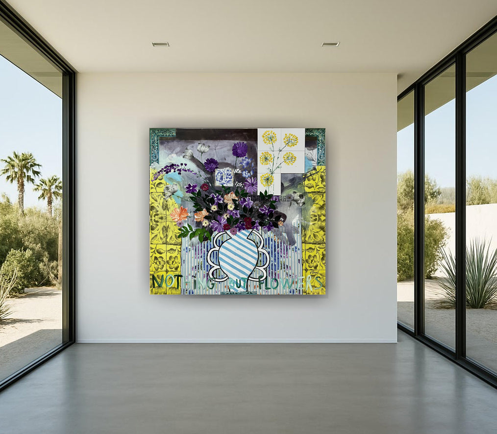Flowers at stripped vase